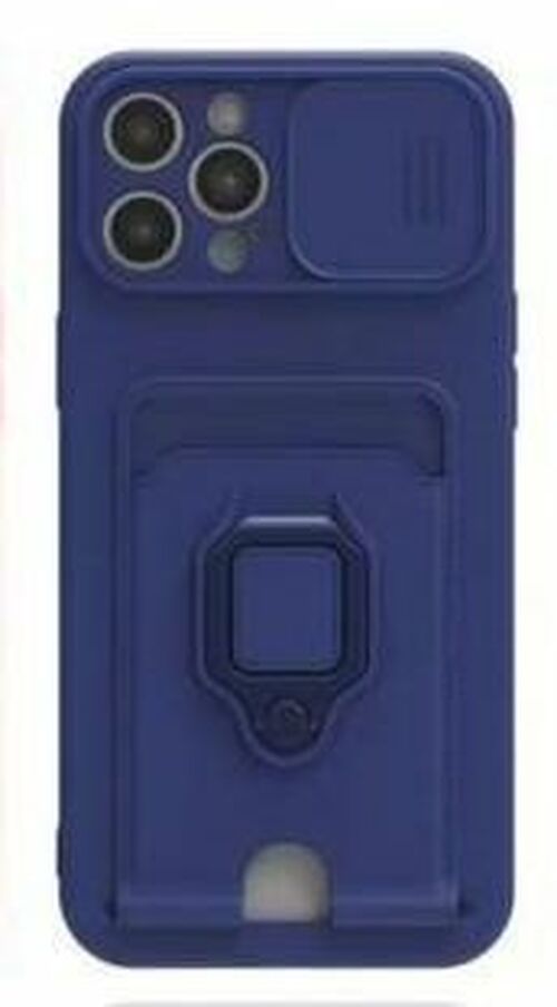 Накладка Apple iPhone 13 Pro розовый с визитницей и защитой камеры силикон Кольцо-подставка + магнитный держатель Раздвижное окно