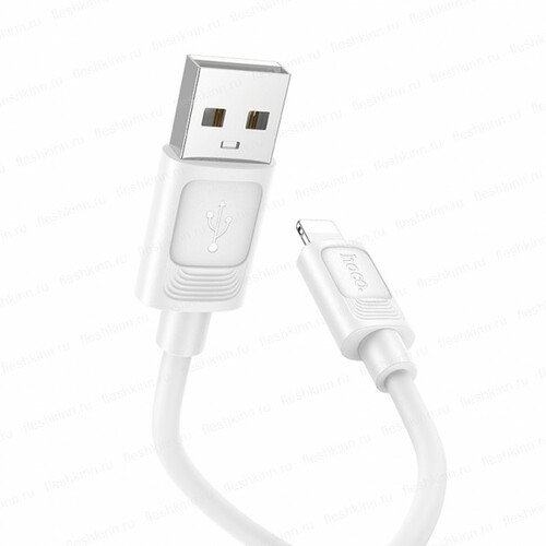 Кабель USB - 8 pin Lightning HOCO X122 пищевой силикон белый круглый 2.4A 1 м.