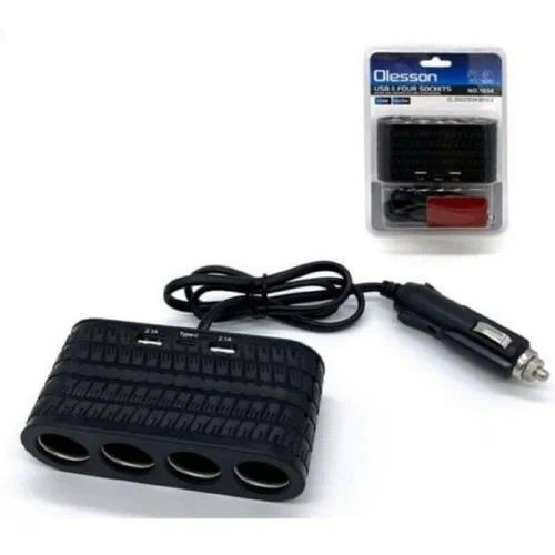 Разветвитель прикуривателя 4 гнезда 4USB+2USB Type-C OLESSON 1657