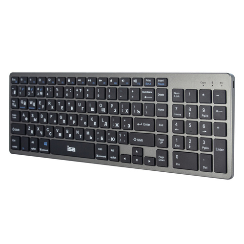 Клавиатура ISA KB-11 Bluetooth+2,4G мультимедийная, SLIM, серебро металлический корпус - 3