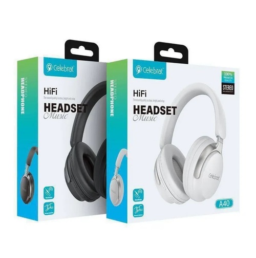 Наушники Celebrat A40 накладные, Bluetooth, микрофон, черный