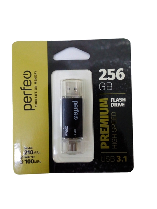 Флешка USB Perfeo 256GB C16 USB/Type-C, черный
