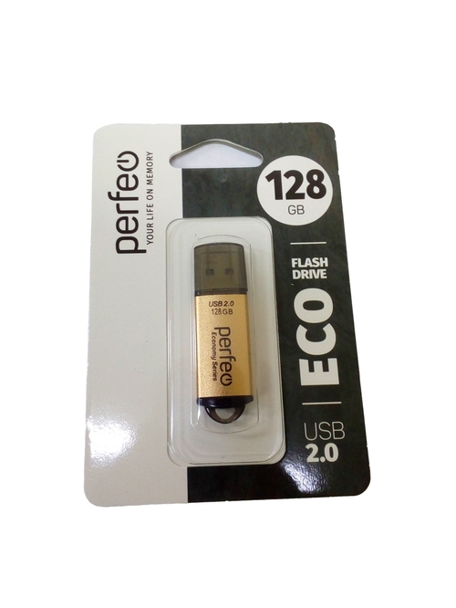 Флешка USB Perfeo 128GB E01 USB 2.0, золотой