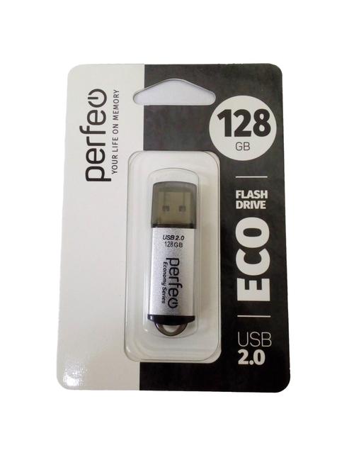 Флешка USB Perfeo 128GB E01 USB 2.0, серебро