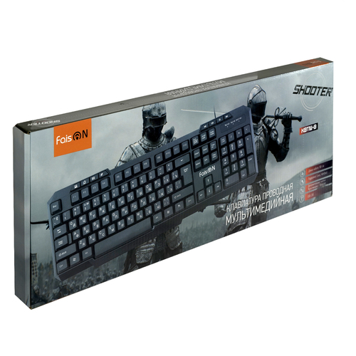 Клавиатура FaisON SHOOTER проводная мультимедийная черный - 2