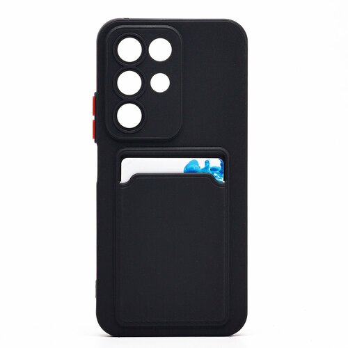 Накладка Realme C85 черный матовый с защитой камеры силикон С кардхолдером