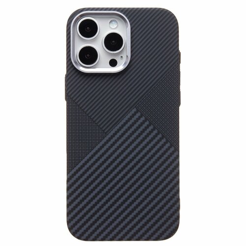 Накладка Apple iPhone 15 Pro серо-черный с бортиком вокруг камеры пластик Luxo SafeMag Карбон