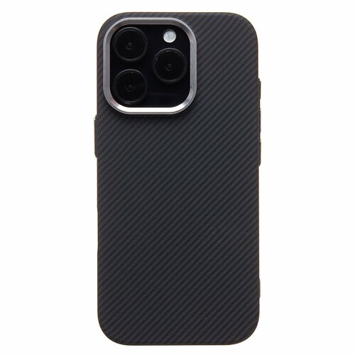 Накладка Apple iPhone 16 Pro черный с бортиком вокруг камеры пластик Luxo SafeMag Карбон