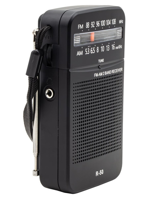 Радиоприемник POKET RADIO R-50 аналоговый FM, AM AUX, питание от АКБ, от сети, черный - 2