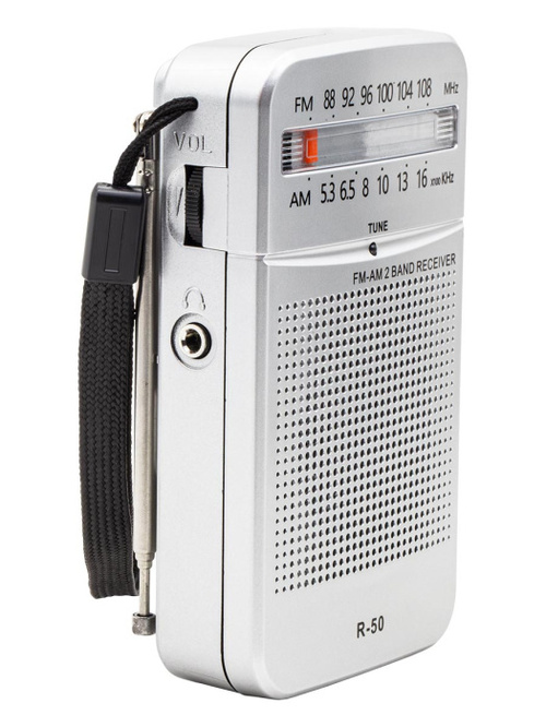 Радиоприемник POKET RADIO R-50 аналоговый FM, AM AUX, питание от АКБ, от сети, серебро - 2