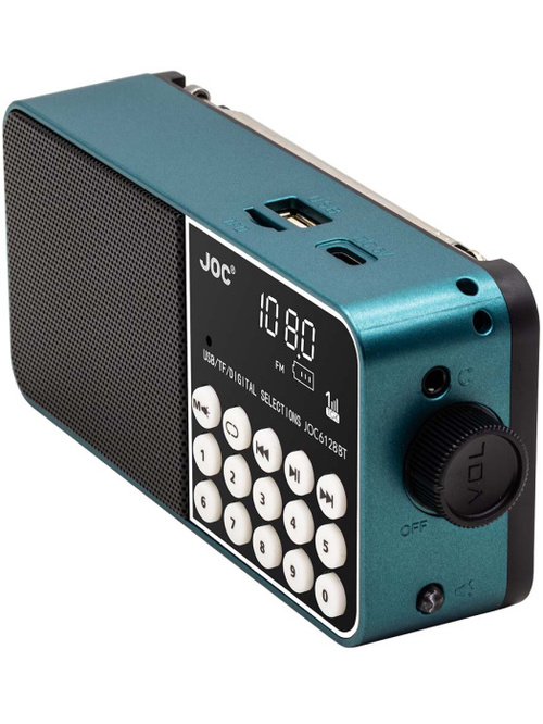 Радиоприемник JOC H6821BT цифровой FM, AM, SW USB/microSD/Bluetooth питание от АКБ синий - 2
