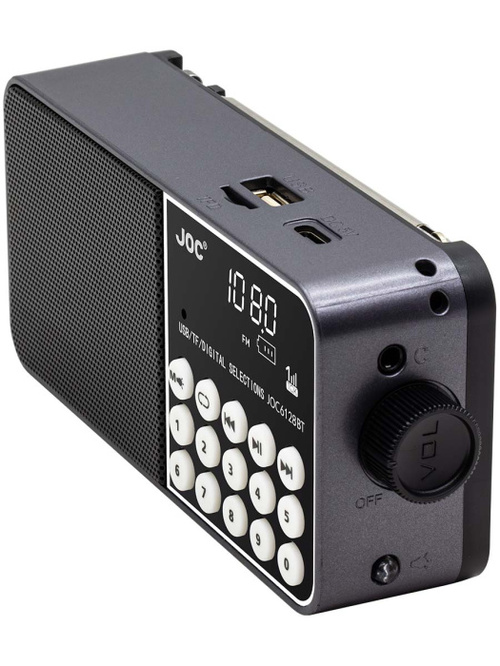Радиоприемник JOC H6821BT цифровой FM, AM, SW USB/microSD/Bluetooth питание от АКБ черный - 2
