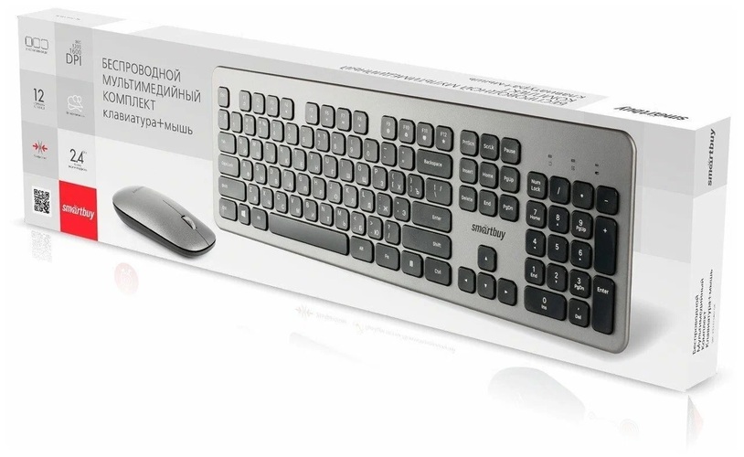 Комплект клавиатура + мышь Smartbuy ONE 233375AG-GK беспроводной SLIM черно-серый