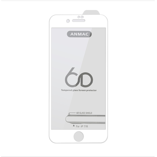 Защитное стекло Apple iPhone 7/8/SE 2020 белый 6D Anmac тех.пак