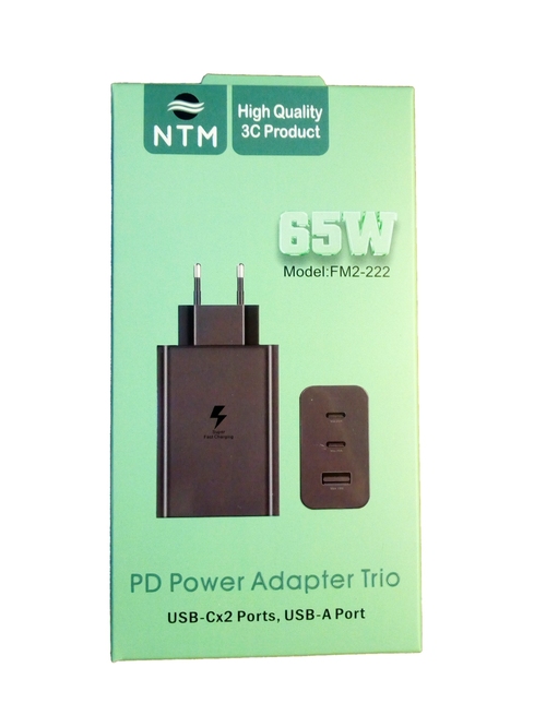 Сетевое зарядное устройство NTM FM2-222 1USB+2USB Type-C черный 65W