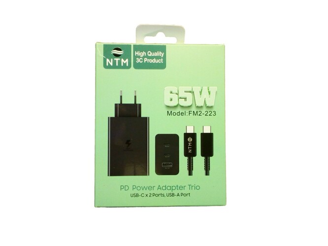 Сетевое зарядное устройство NTM FM2-223 USB Type-C черный Type-C 65W