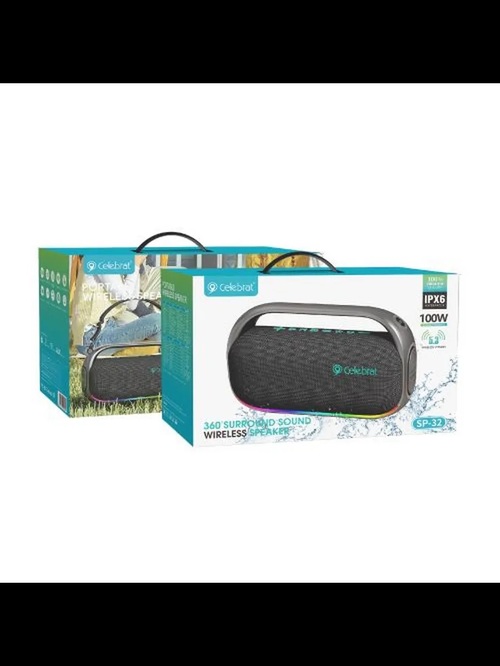 Колонка Бумбокс Celebrat SP32 TF/AUX/USB/bluetooth черный 100Вт - 2