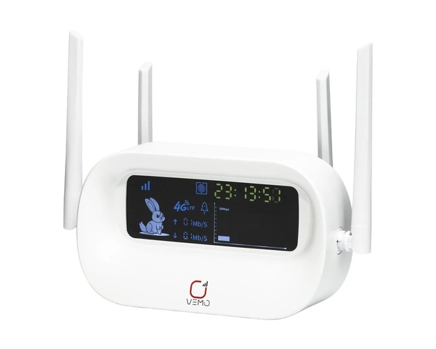 Wi-Fi роутер Vemo K12 4G LTE LED дисплей 4 внешние антенны