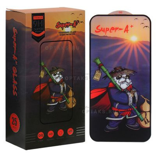 Защитное стекло Tecno Spark Go 3/Pop 20 черный FullGlue Super A+ тех.пак