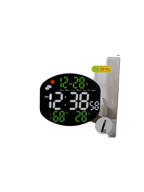 Настенные часы электронные DS-3816L метеостанция зеленые цифры