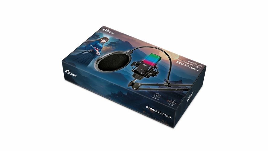 Микрофон Ritmix RDM-270 компьютерный, для стрима USB,
