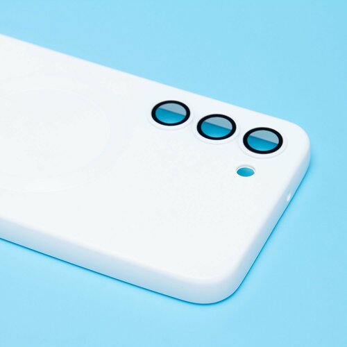 Накладка Samsung S23 Plus белый матовый со стеклами на камере силикон SafeMag - 5