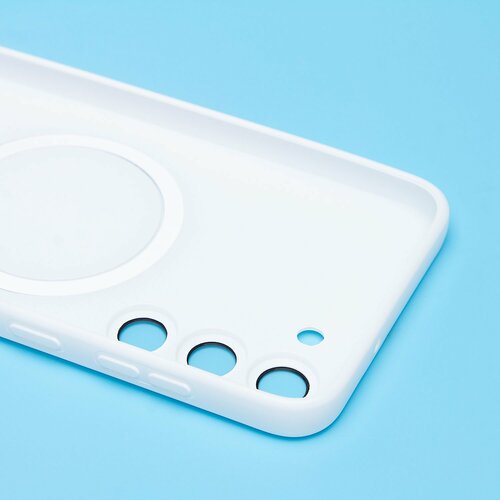 Накладка Samsung S23 Plus белый матовый со стеклами на камере силикон SafeMag - 8