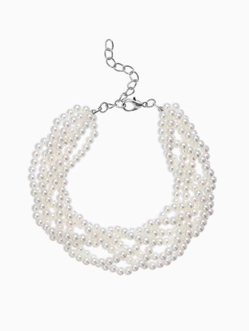 Браслет жемчуг Жгут молочный в серебре