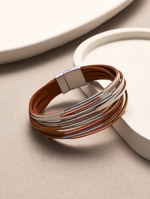 Браслет кожаный «Линии» на магните