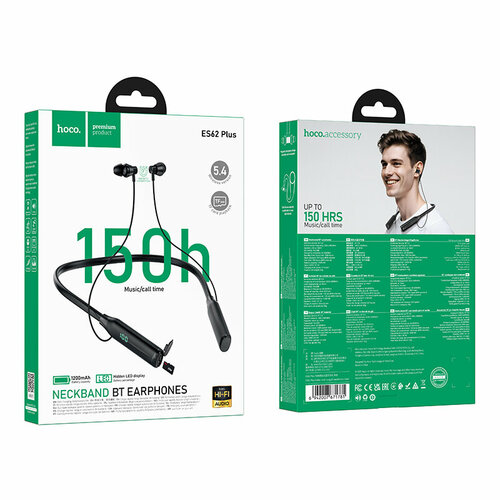 Наушники HOCO ES62 plus вакуумные, Bluetooth, микрофон, слот TF, черный