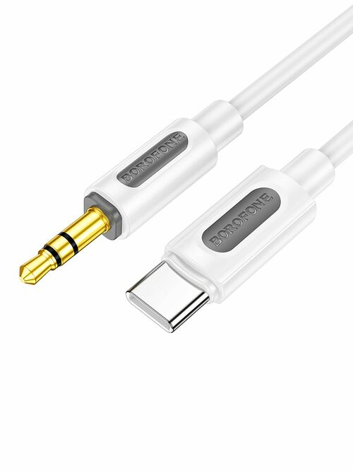 Переходник Type-C - Jack 3.5(п) Borofone BL20 белый силикон 1 м.