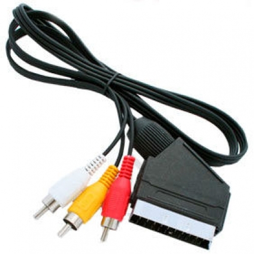 Кабель SCART(п) - 3 RCA(п) No brand пвх черный 1,5 м.