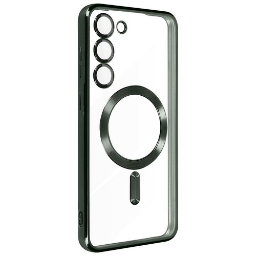 Накладка Samsung S23 черный со стеклом на камере силикон SafeMag