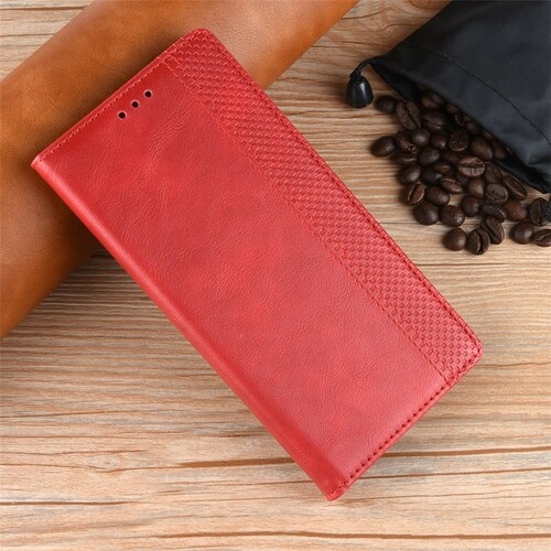 Чехол-книжка Xiaomi Poco C75/Redmi 14C/A3 Pro красный горизонтальный Premium Case Кожа