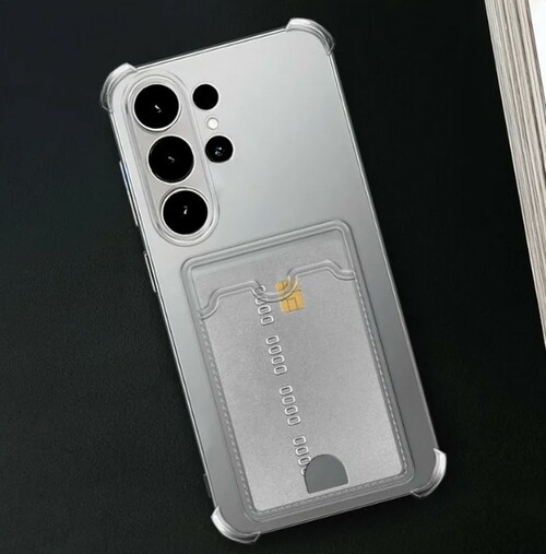 Накладка Samsung S26 Ultra прозрачный с защитой камеры силикон С кардхолдером