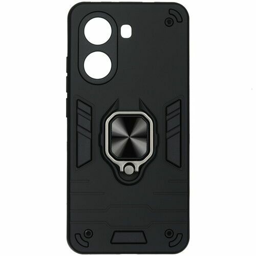 Накладка Samsung S26 Ultra черный силикон+пластик Armor Case Противоударный кольцо-подставка + магнитный держатель