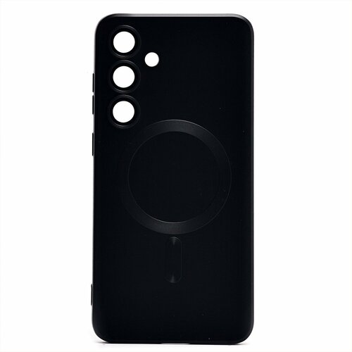 Накладка Samsung S25 Ultra черный матовый со стеклами на камере силикон SafeMag