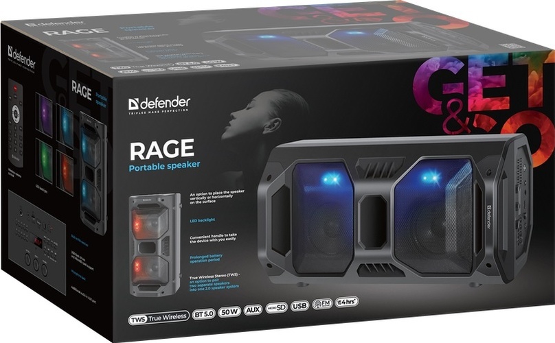 Колонка Напольная Defender Rage TF/AUX/Radio/USB/bluetooth 50Вт - 4