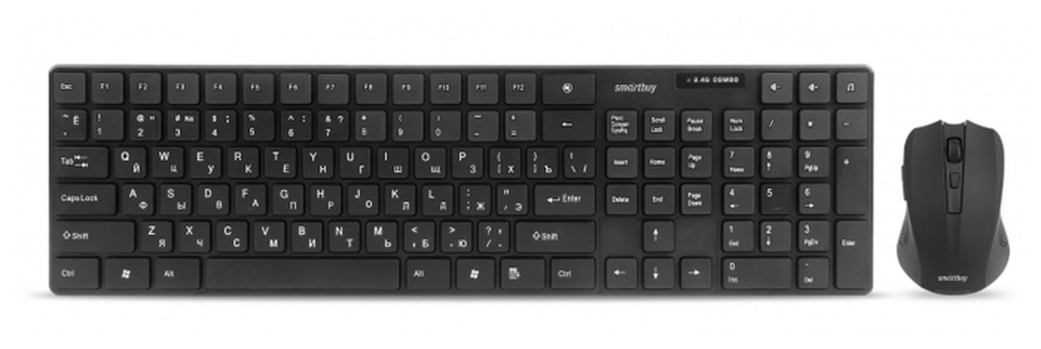 Комплект клавиатура + мышь Smartbuy ONE SBC-229352AG-K беспроводной офисный черный SLIM
