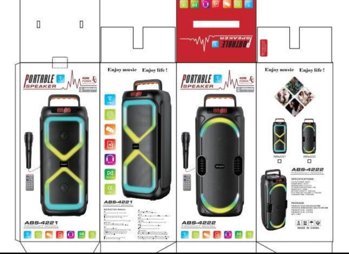 Колонка Напольная ABS-4221 TF/AUX/Radio/USB/bluetooth LED подсветка
