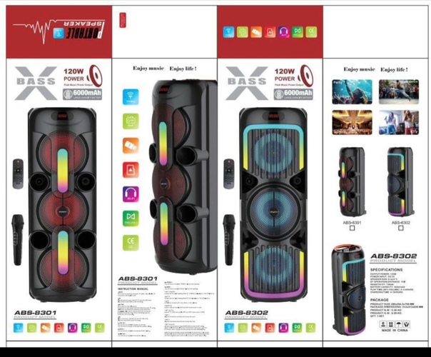 Колонка Напольная ABS-8301 TF/AUX/Radio/USB/bluetooth LED подсветка