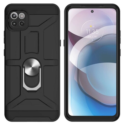 Накладка Xiaomi Mi11 Lite черный с защитой камеры силикон+пластик Armor Case Противоударный кольцо-подставка + магнитный держатель
