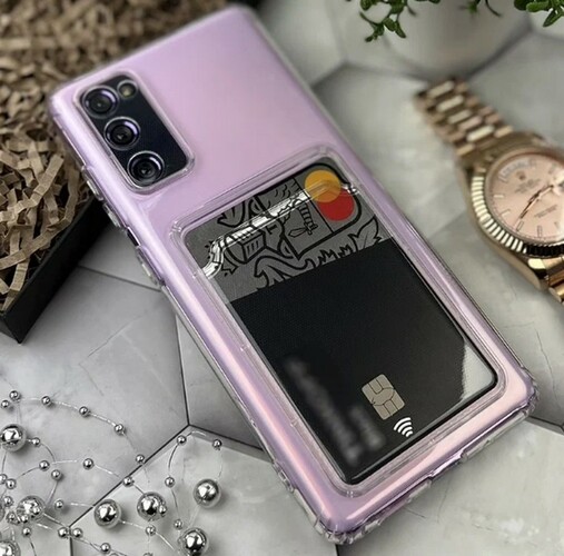 Накладка Samsung S23 прозрачный с визитницей и защитой камеры силикон С кардхолдером - 2