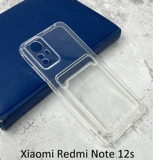 Накладка Xiaomi Redmi Note 12S прозрачный с защитой камеры силикон С кардхолдером