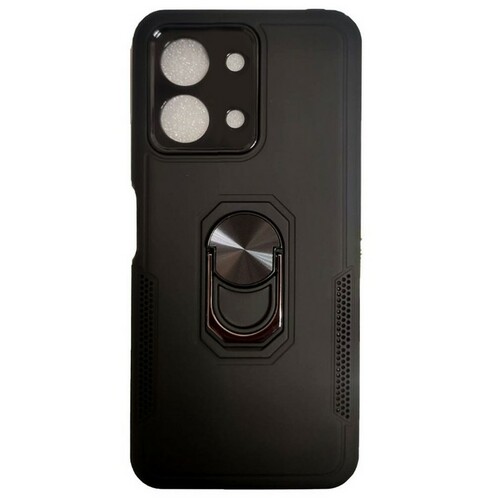 Накладка Xiaomi Poco M6 Pro 4G/Redmi Note 13 Pro 4G/Note 14S черный силикон+пластик Armor Case Противоударный кольцо-подставка + магнитный держатель