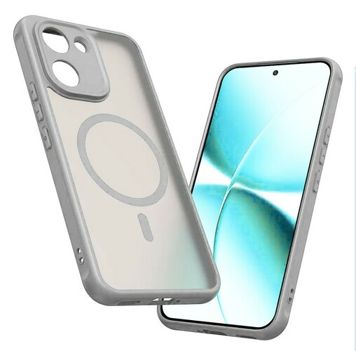 Накладка Xiaomi Poco X8 Pro 5G серый матовый полупрозрачный силикон+пластик С магнитным кольцом