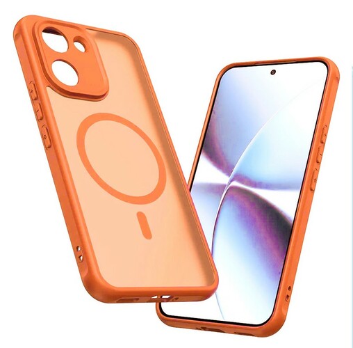 Накладка Xiaomi Poco X8 Pro 5G оранжевый матовый полупрозрачный силикон+пластик С магнитным кольцом