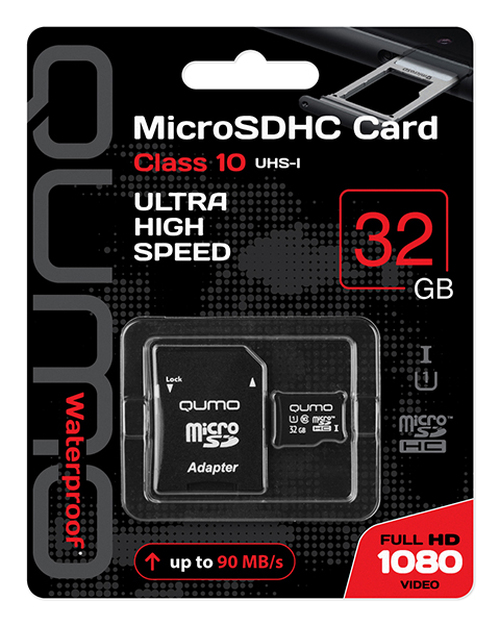 Карта памяти micro SD QUMO 32GB Класс 10 c адаптером