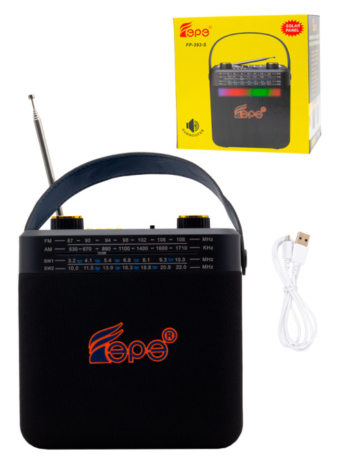 Радиоприемник Epe FP-393-S аналоговый FM, AM, SW Bluetooth/FM/USB/TF, питание от АКБ черный
