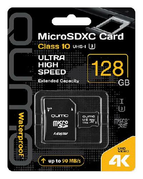 Карта памяти micro SD QUMO 128GB Класс 10 c адаптером UHS-I U3